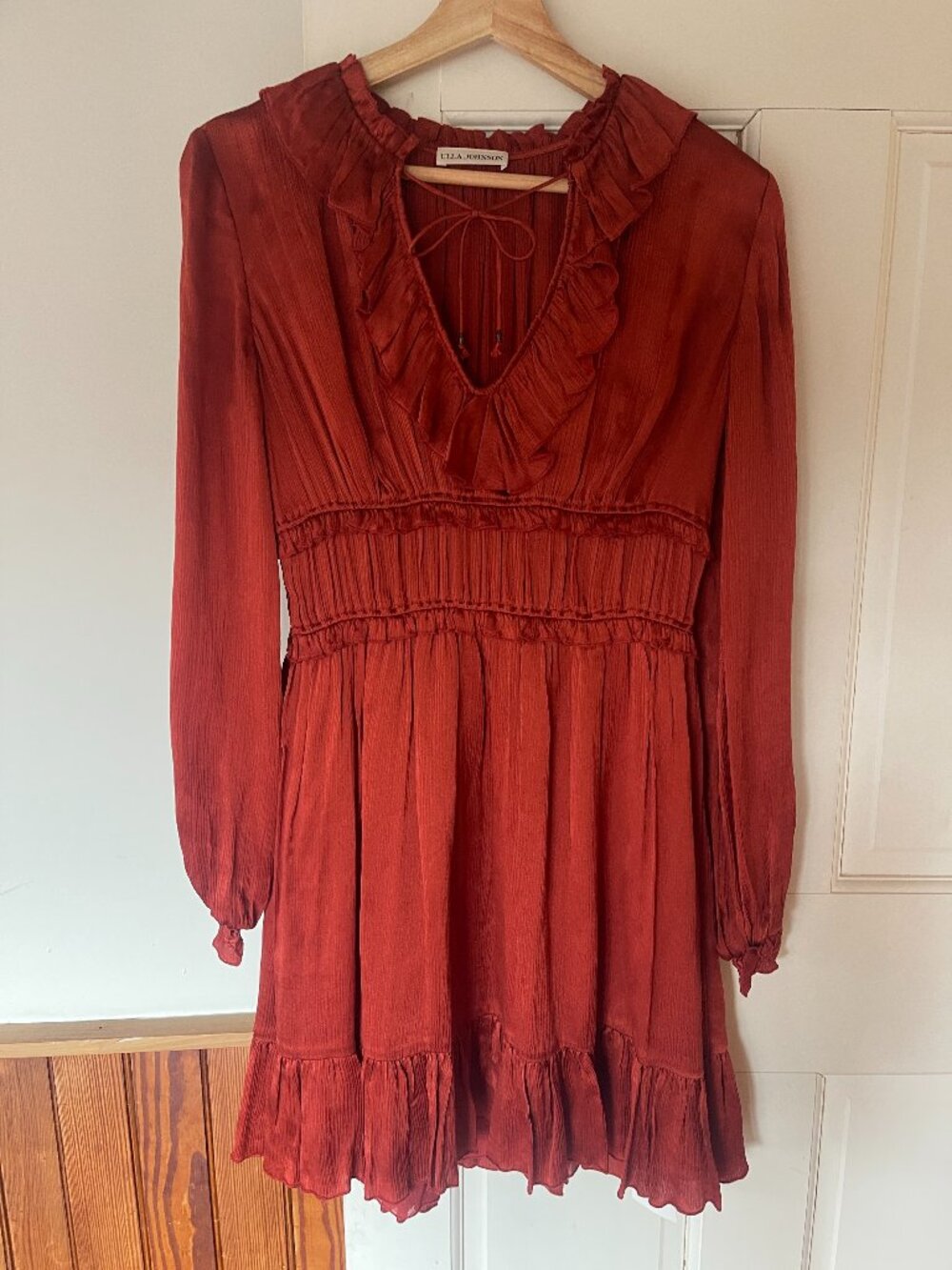 Ulla Johnson Silk Long Sleeve Mini Dress, 0